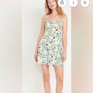 Old Navy Cream Mini Dress with Yellow, Green & Pink Fruit Print